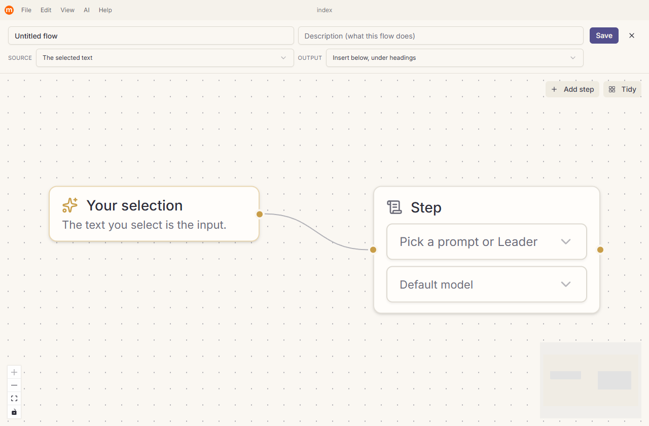 The Flows canvas: a 