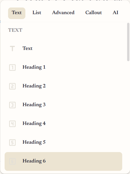 The slash menu open in the editor, showing a Callout group and an AI group with Run prompt, Summarise, Generate outline, Translate and Chat with notes.